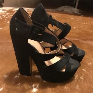 Zara Black strappy heels! 6” heel width